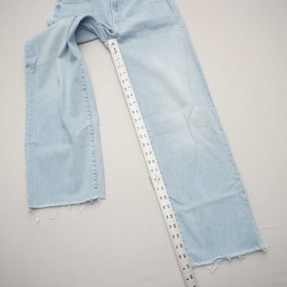 Mother The Rambler Zip Ankle Fray Wide Leg Jeans In Chill Pill Size 26 - Picture 12 of 15